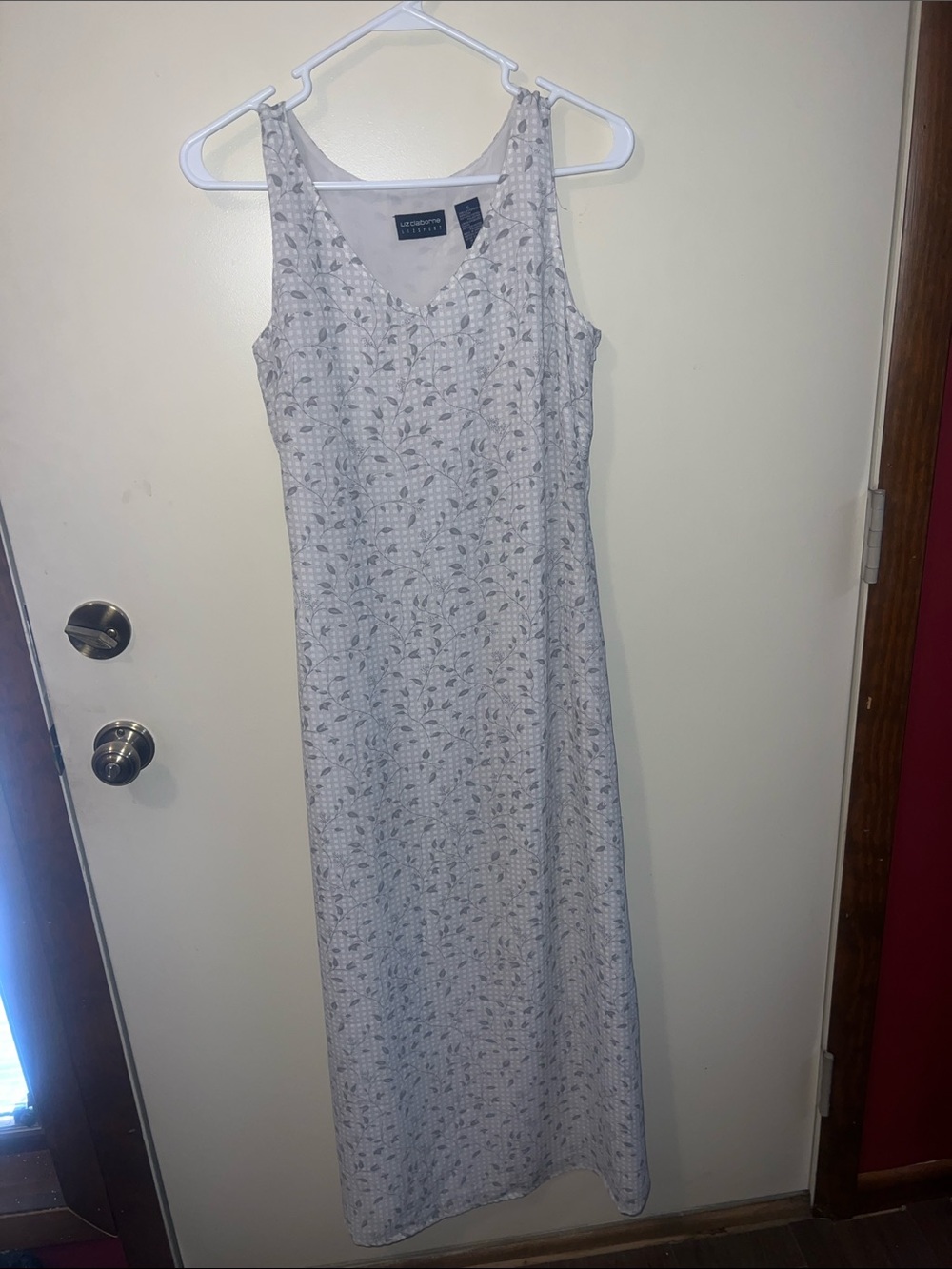 Lands' End White Floral Sleeveless Maxi Dress